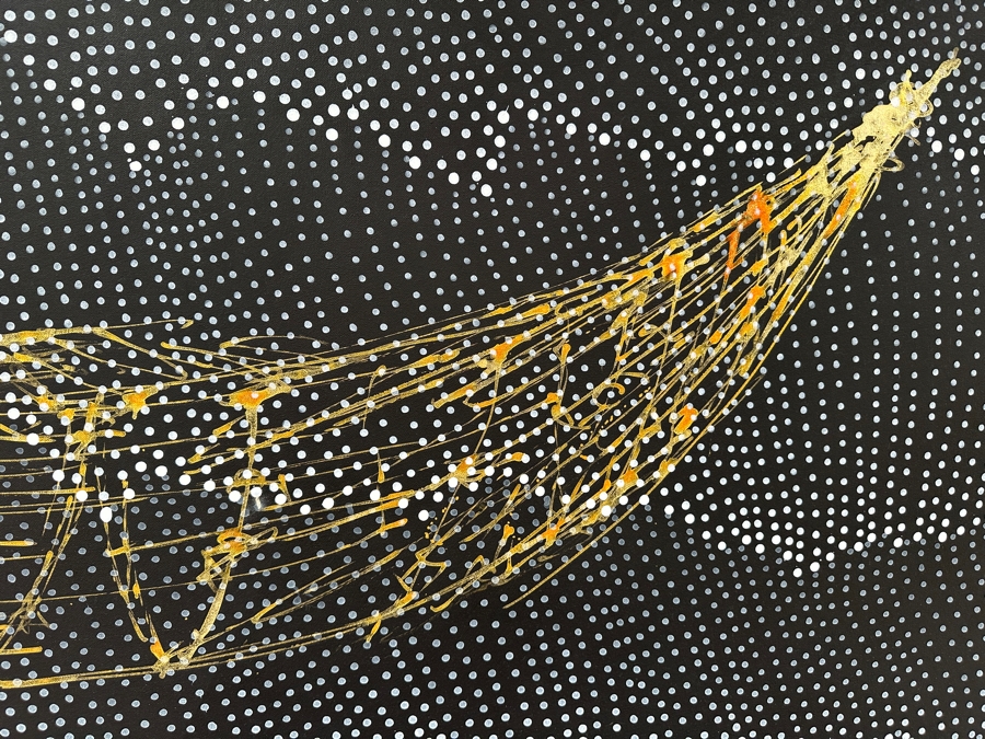 Gerrit Greve (1948-2024, Cardiff by the Sea, CA) Original Acrylic Painting On Canvas Titled 'Spirit Boat XXIV' 2007 Signed Verso 72 X 36 Estimate $2,600 - $3,200 [Photo 4]