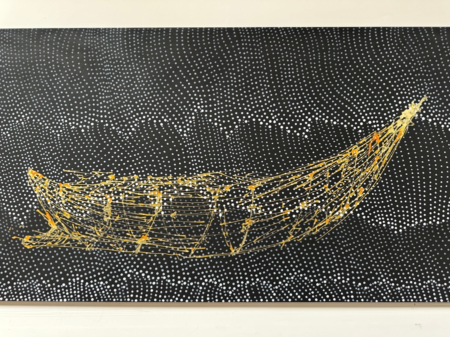 Gerrit Greve (1948-2024, Cardiff by the Sea, CA) Original Acrylic Painting On Canvas Titled 'Spirit Boat XXIV' 2007 Signed Verso 72 X 36 Estimate $2,600 - $3,200 [Photo 5]