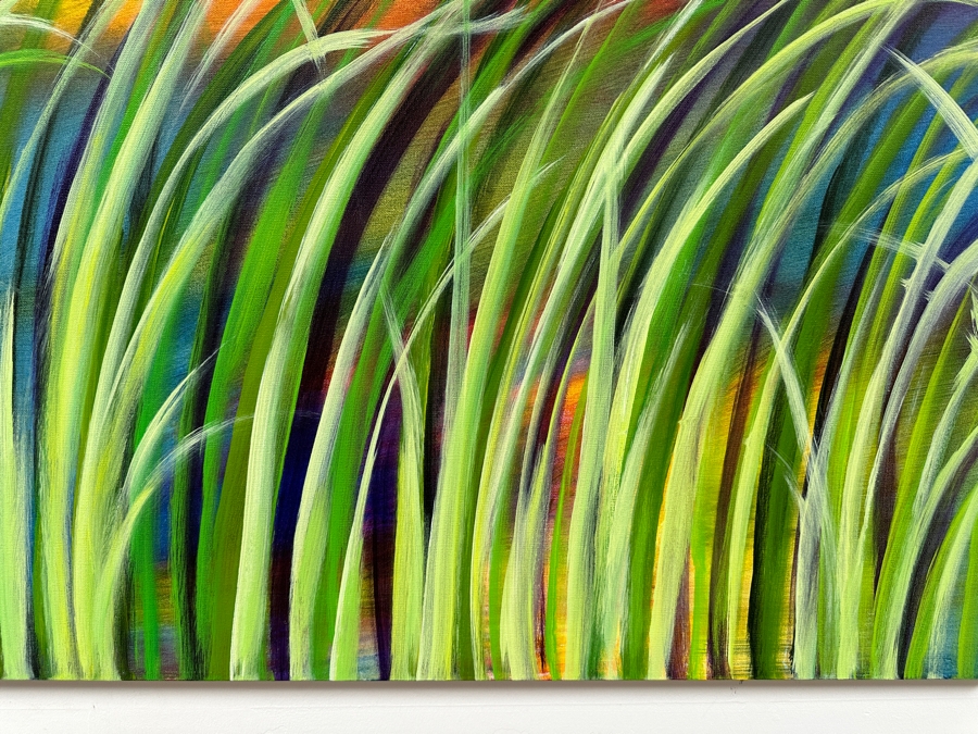 Gerrit Greve (1948-2024, Cardiff by the Sea, CA) Original Acrylic Painting On Canvas Titled 'Water Reeds Series' 2022 Signed Verso 72 X 36 Estimate $2,600 - $3,200 [Photo 4]