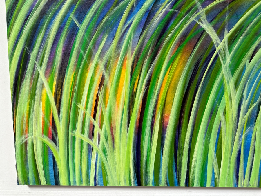Gerrit Greve (1948-2024, Cardiff by the Sea, CA) Original Acrylic Painting On Canvas Titled 'Water Reeds Series' 2022 Signed Verso 72 X 36 Estimate $2,600 - $3,200 [Photo 3]