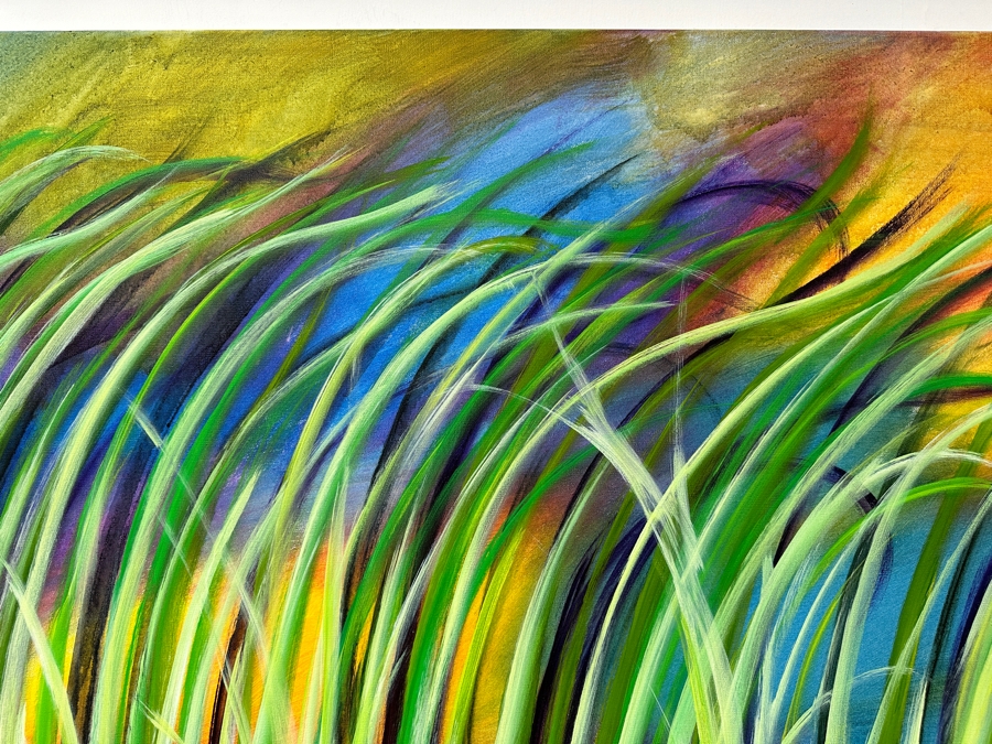 Gerrit Greve (1948-2024, Cardiff by the Sea, CA) Original Acrylic Painting On Canvas Titled 'Water Reeds Series' 2022 Signed Verso 72 X 36 Estimate $2,600 - $3,200 [Photo 2]