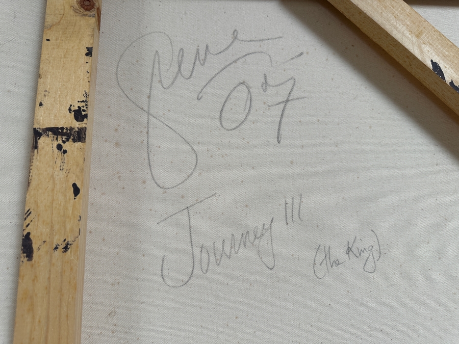 Gerrit Greve (1948-2024, Cardiff by the Sea, CA) Original Acrylic And Sand Painting On Canvas Titled 'Journey 111 - The King ' 2007 Signed Verso 60 X 72 Estimate $4,300 - $5,400 [Photo 7]