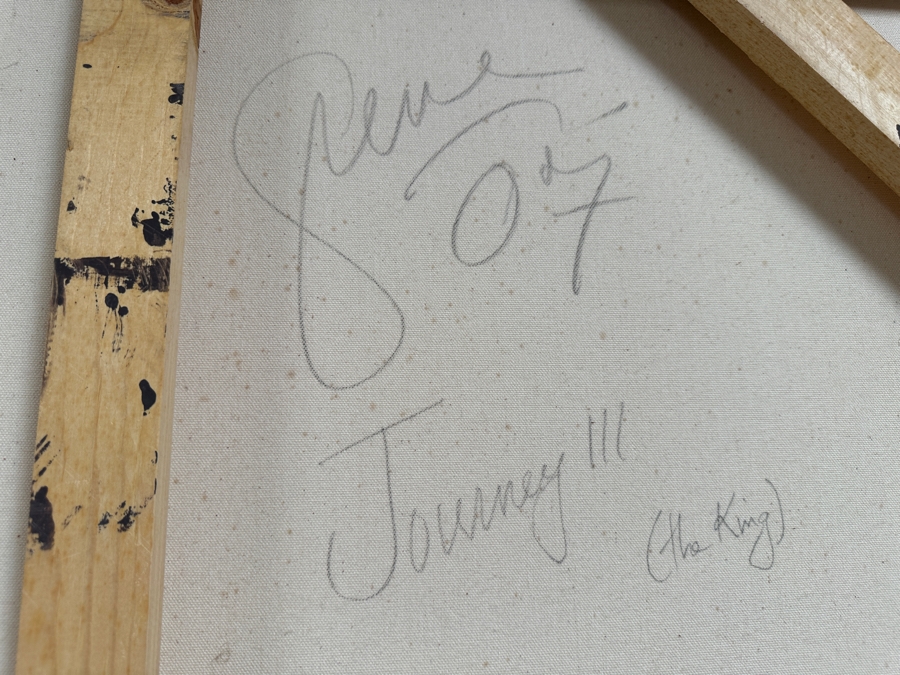 Gerrit Greve (1948-2024, Cardiff by the Sea, CA) Original Acrylic And Sand Painting On Canvas Titled 'Journey 111 - The King ' 2007 Signed Verso 60 X 72 Estimate $4,300 - $5,400 [Photo 8]