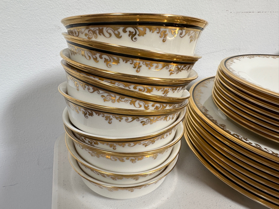Just Added - Lenox Eclipse Pattern China Set - Approximate Service For 6-8 Guests [Photo 3]