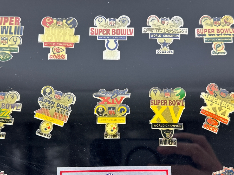 Just Added - Framed Collection Of Super Bowl Pins Collectors Set By Peter David 19 X 15 [Photo 4]