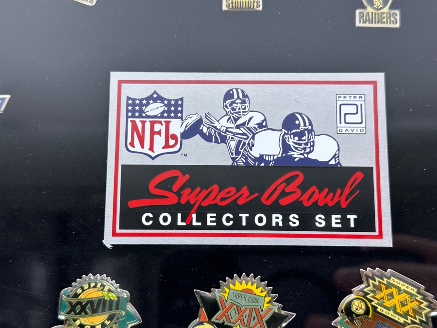 Just Added - Framed Collection Of Super Bowl Pins Collectors Set By Peter David 19 X 15 [Photo 2]