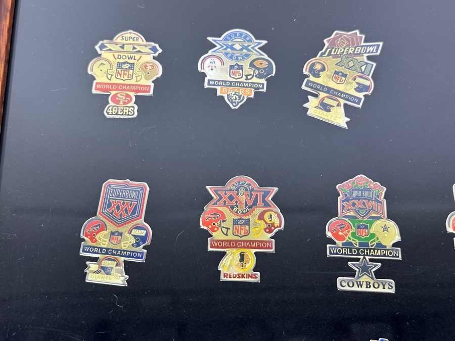 Just Added - Framed Collection Of Super Bowl Pins Collectors Set By Peter David 19 X 15 [Photo 6]