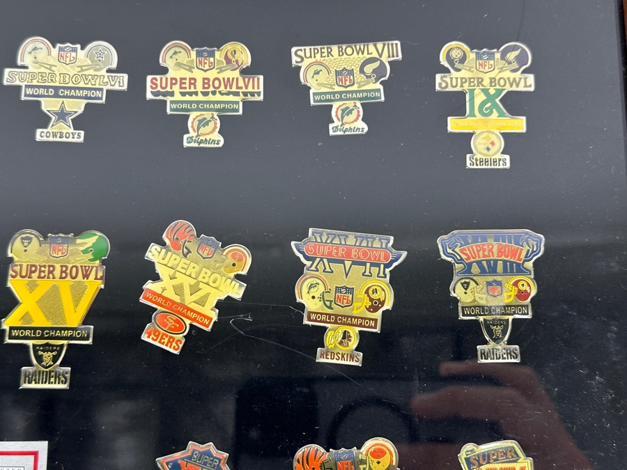 Just Added - Framed Collection Of Super Bowl Pins Collectors Set By Peter David 19 X 15 [Photo 5]