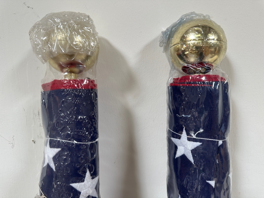 Just Added - Pair Of New American Flag Kits - Commercial Grade 3' X 5' US Flag With Pole & Finial Ball [Photo 3]