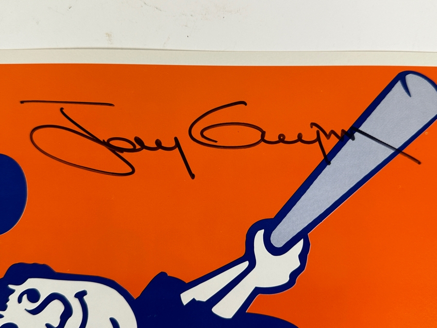 Just Added - Tony Gwynn & Ken Caminiti Autographed Keep The Faith Padres Sign The San Diego Union Tribune With Jack In The Box Ad On Back 1996 14 X 10 [Photo 2]