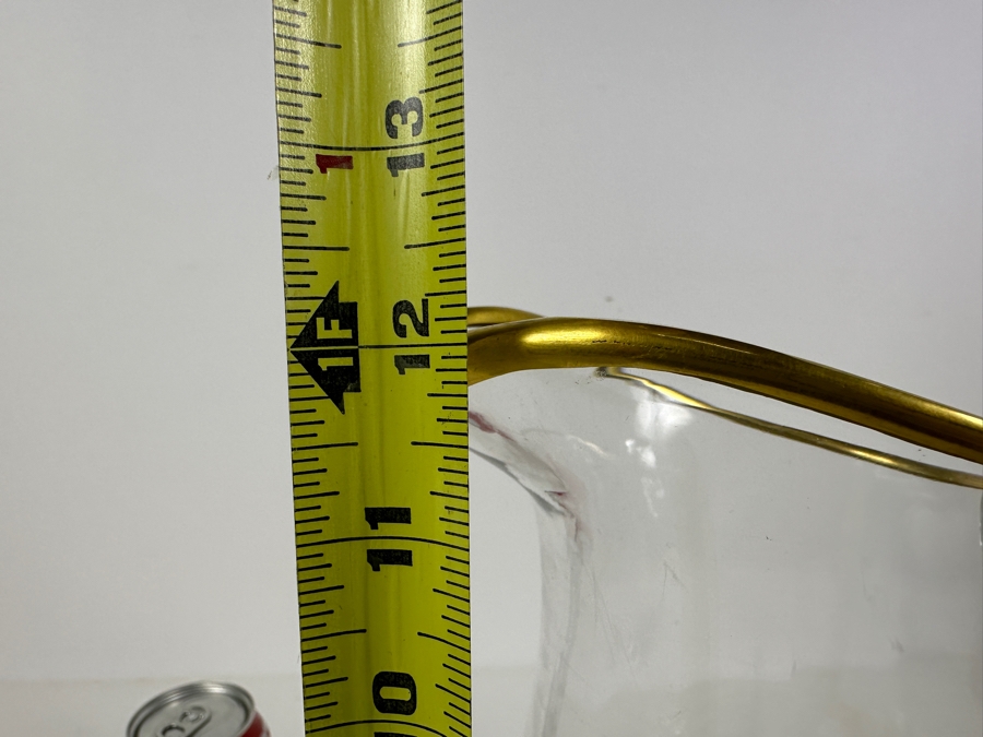 Just Added - Large Vintage Glass Water Pitcher With Gold Decorations 12H [Photo 6]