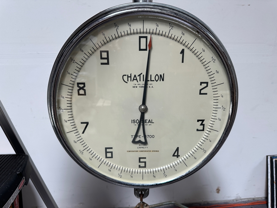 Just Added - Vintage Chatillon Type-4700 Hanging Commercial Grocery Store Market Produce Scale Double Sided 20lb Capacity - Needs Servicing 16W [Photo 2]