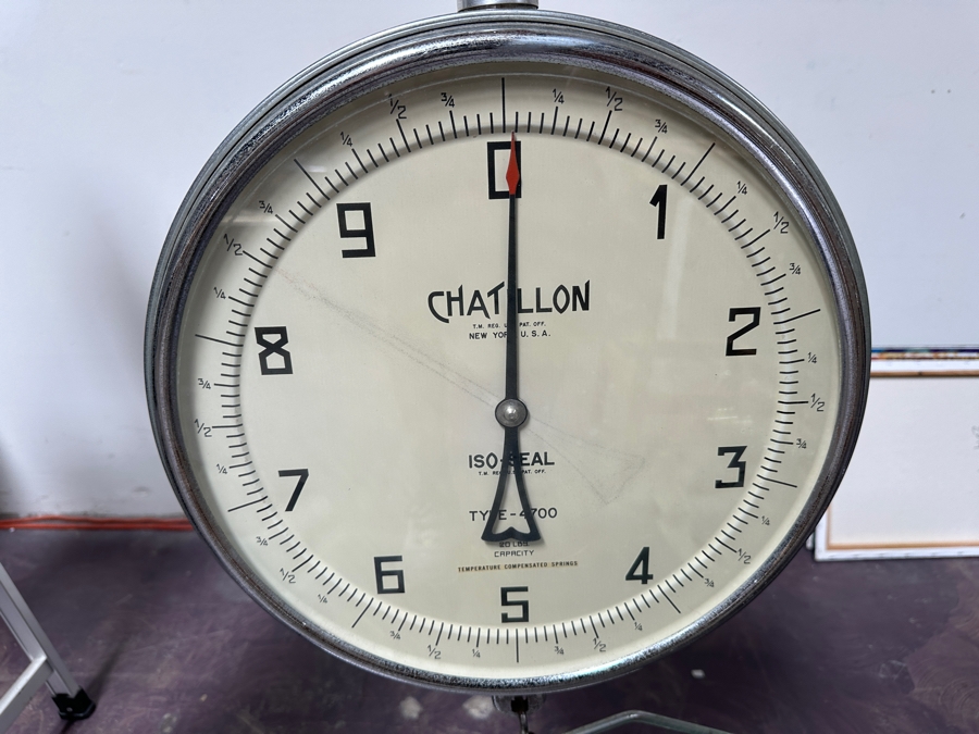 Just Added - Vintage Chatillon Type-4700 Hanging Commercial Grocery Store Market Produce Scale Double Sided 20lb Capacity - Needs Servicing 16W [Photo 3]