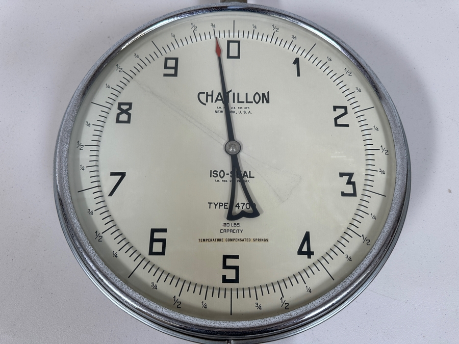 Just Added - Vintage Chatillon Type-4700 Hanging Commercial Grocery Store Market Produce Scale Double Sided 20lb Capacity - Needs Servicing 16W [Photo 5]