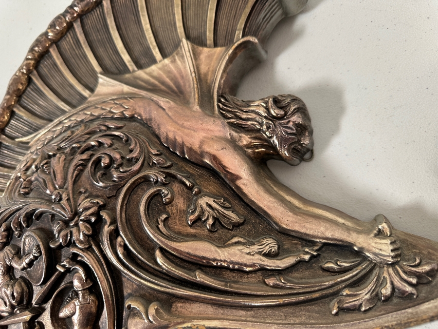 Just Added - Vintage Mid-Century Modern Pair Of Syroco Wall Hanging Roman Gladiator Gargoyle Helmets 16W X 18H [Photo 4]