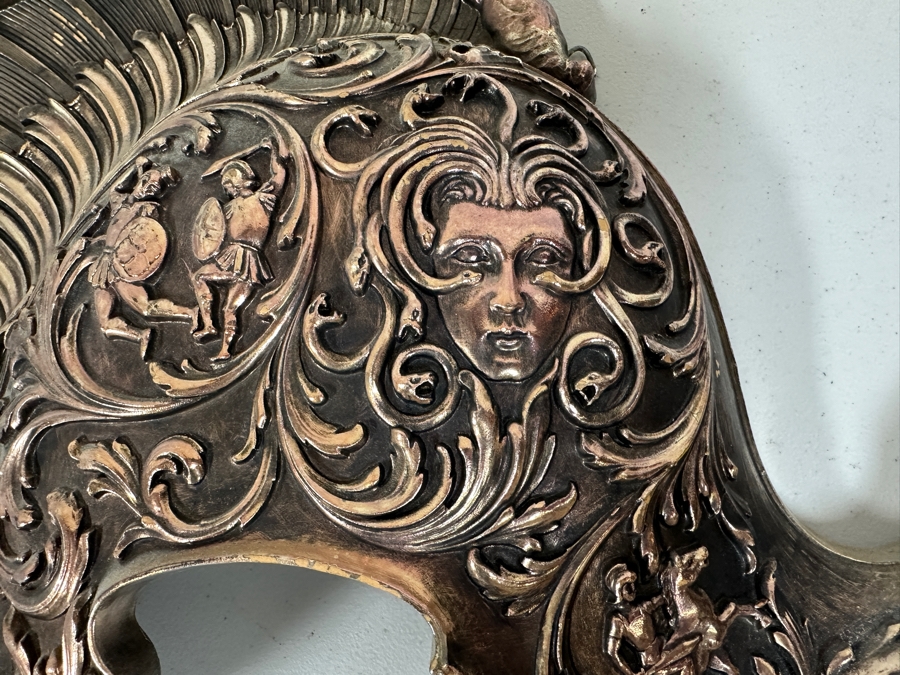 Just Added - Vintage Mid-Century Modern Pair Of Syroco Wall Hanging Roman Gladiator Gargoyle Helmets 16W X 18H [Photo 6]