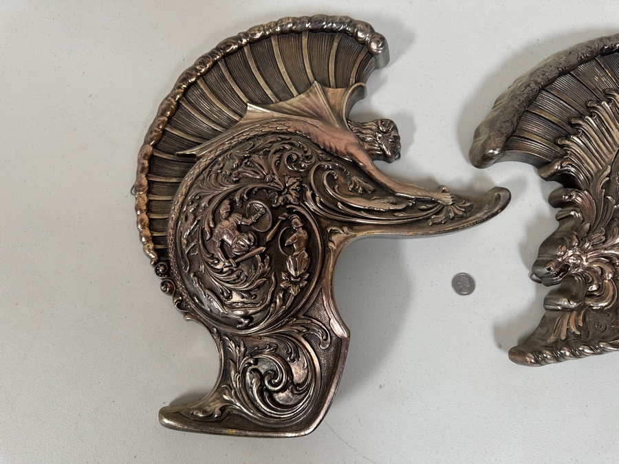 Just Added - Vintage Mid-Century Modern Pair Of Syroco Wall Hanging Roman Gladiator Gargoyle Helmets 16W X 18H [Photo 2]