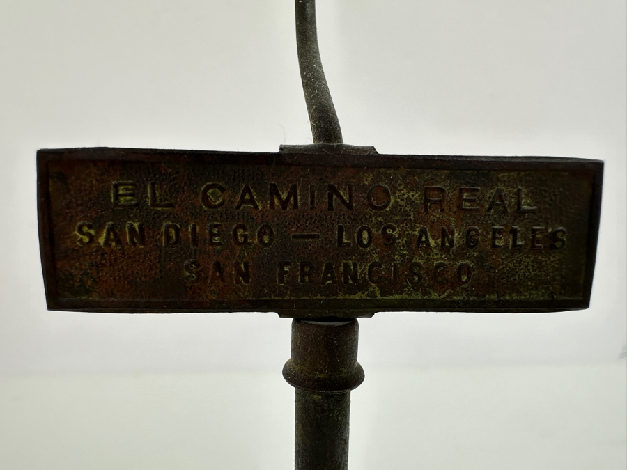 Just Added - Antique Forbes Patent 1914 El Camino Real - Kings Highway Mission Bell Guide Post Marker Souvenir 9.5H [Photo 3]