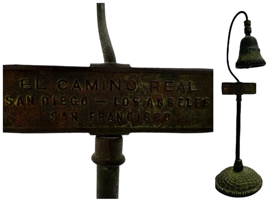 Just Added - Antique Forbes Patent 1914 El Camino Real - Kings Highway Mission Bell Guide Post Marker Souvenir 9.5H