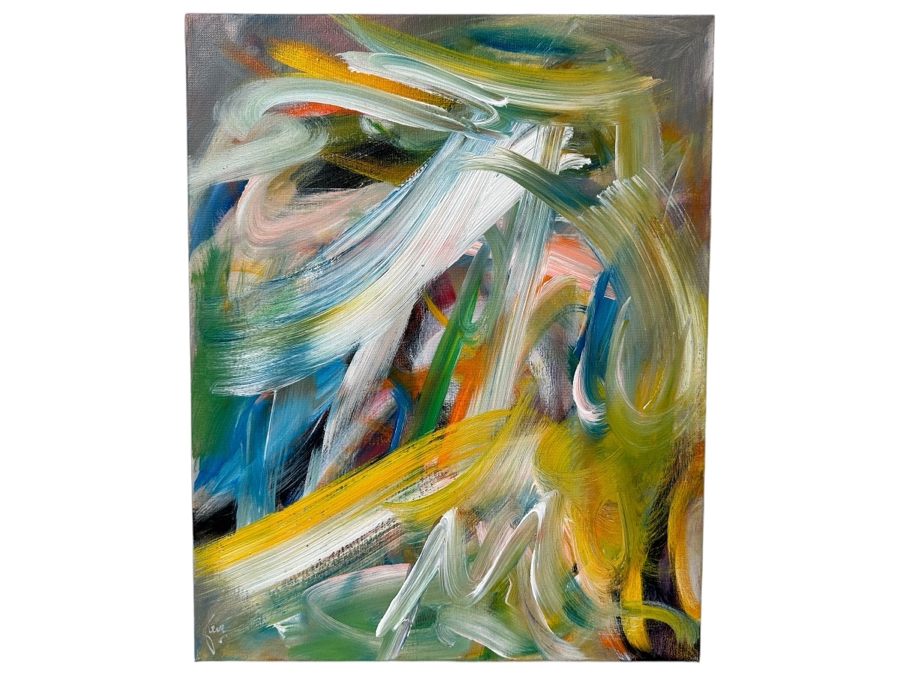 Gerrit Greve (1948-2024, Cardiff by the Sea, CA) Original Acrylic Painting On Canvas Titled 'Abstract Series' 2019 Signed Verso 16 X 20 Estimate $300 - $400