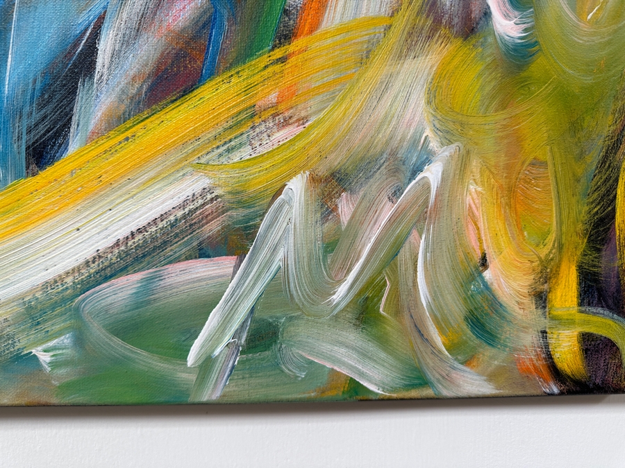 Gerrit Greve (1948-2024, Cardiff by the Sea, CA) Original Acrylic Painting On Canvas Titled 'Abstract Series' 2019 Signed Verso 16 X 20 Estimate $300 - $400 [Photo 4]