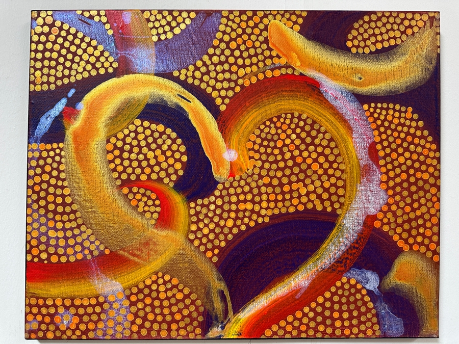 Gerrit Greve (1948-2024, Cardiff by the Sea, CA) Original Acrylic Painting On Canvas Titled 'I Can Heart 2' 2014 Signed Verso 20 X 16 Estimate $300 - $400 [Photo 2]