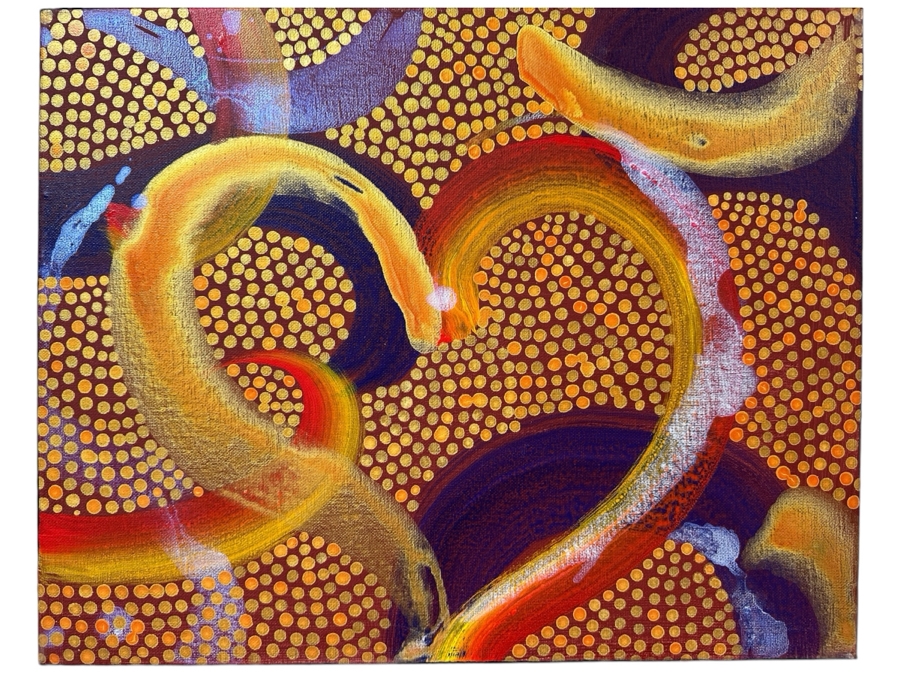 Gerrit Greve (1948-2024, Cardiff by the Sea, CA) Original Acrylic Painting On Canvas Titled 'I Can Heart 2' 2014 Signed Verso 20 X 16 Estimate $300 - $400