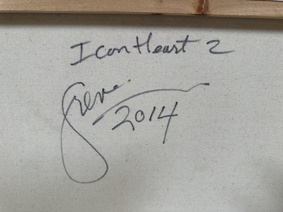 Gerrit Greve (1948-2024, Cardiff by the Sea, CA) Original Acrylic Painting On Canvas Titled 'I Can Heart 2' 2014 Signed Verso 20 X 16 Estimate $300 - $400 [Photo 7]