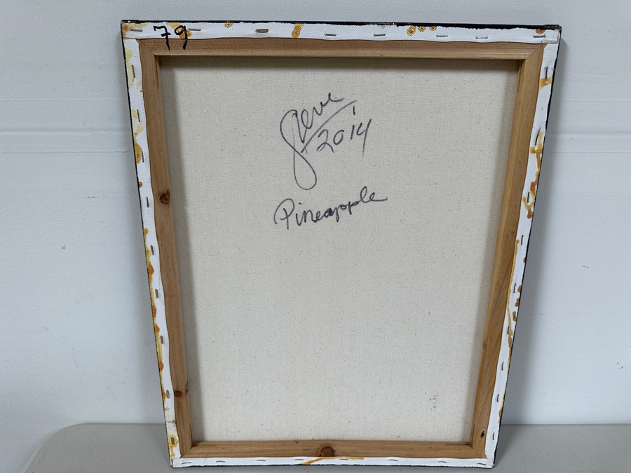 Gerrit Greve (1948-2024, Cardiff by the Sea, CA) Original Acrylic Painting On Canvas Titled 'Pineapple' 2014 Signed Verso 16 X 20 Estimate $300 - $400 [Photo 4]