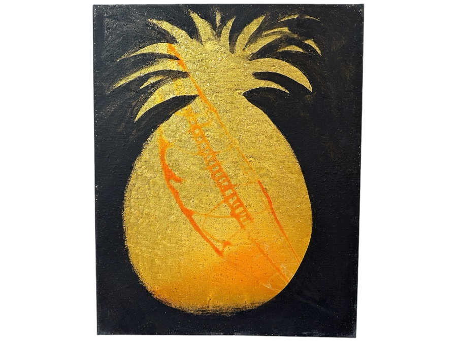 Gerrit Greve (1948-2024, Cardiff by the Sea, CA) Original Acrylic Painting On Canvas Titled 'Pineapple' 2014 Signed Verso 16 X 20 Estimate $300 - $400