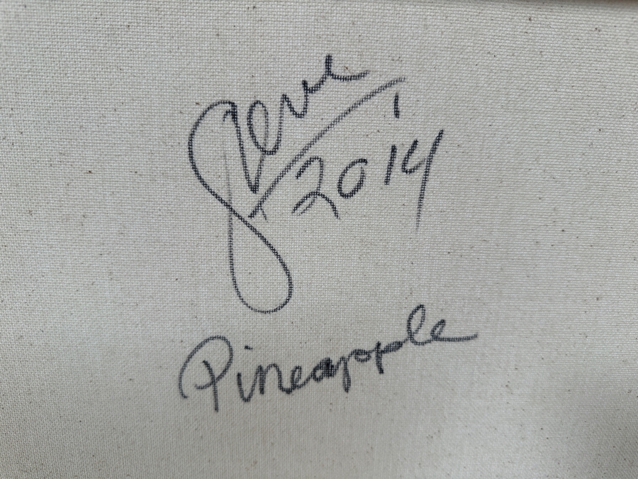 Gerrit Greve (1948-2024, Cardiff by the Sea, CA) Original Acrylic Painting On Canvas Titled 'Pineapple' 2014 Signed Verso 16 X 20 Estimate $300 - $400 [Photo 5]
