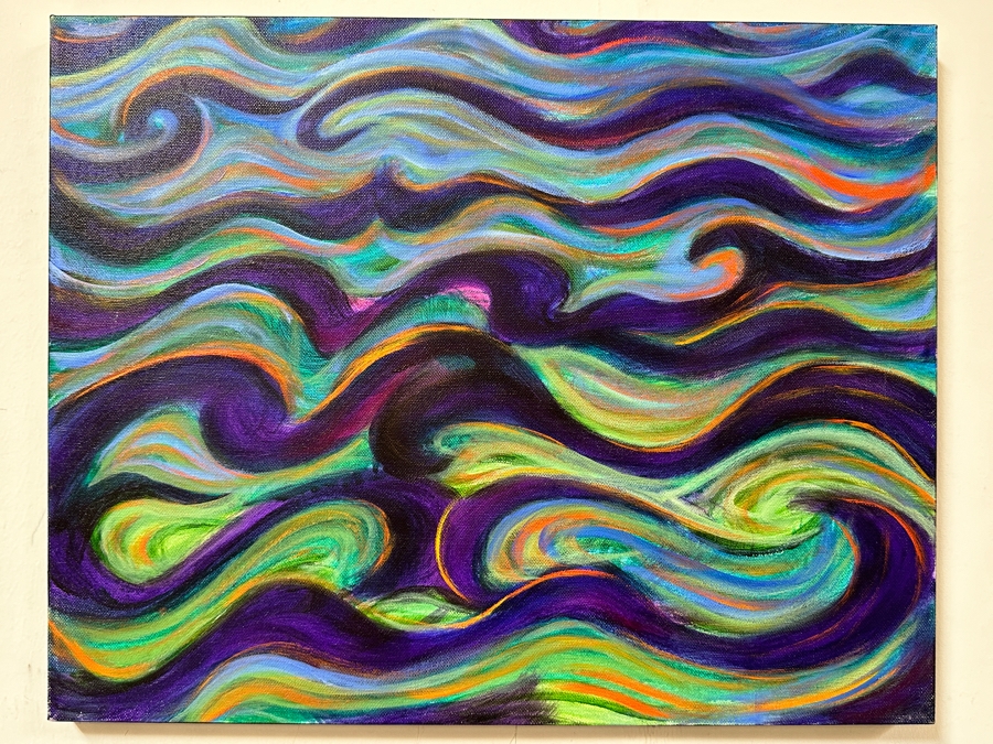 Gerrit Greve (1948-2024, Cardiff by the Sea, CA) Original Acrylic Painting On Canvas Titled 'Abstract Waves' 2017 Signed Verso 20 X 16 Estimate $300 - $400 [Photo 2]