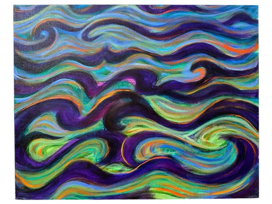 Gerrit Greve (1948-2024, Cardiff by the Sea, CA) Original Acrylic Painting On Canvas Titled 'Abstract Waves' 2017 Signed Verso 20 X 16 Estimate $300 - $400