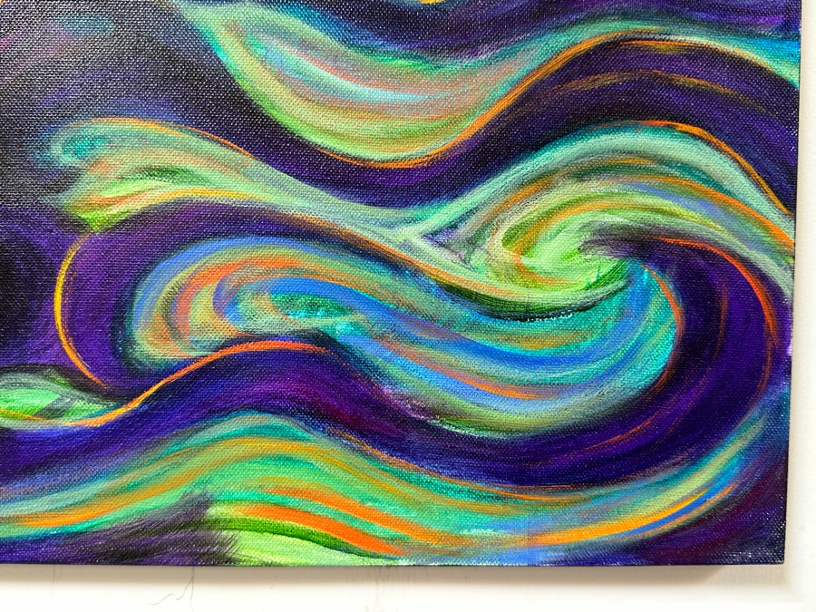 Gerrit Greve (1948-2024, Cardiff by the Sea, CA) Original Acrylic Painting On Canvas Titled 'Abstract Waves' 2017 Signed Verso 20 X 16 Estimate $300 - $400 [Photo 3]