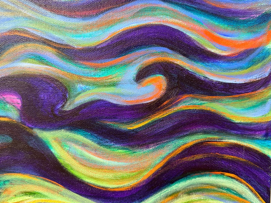 Gerrit Greve (1948-2024, Cardiff by the Sea, CA) Original Acrylic Painting On Canvas Titled 'Abstract Waves' 2017 Signed Verso 20 X 16 Estimate $300 - $400 [Photo 4]