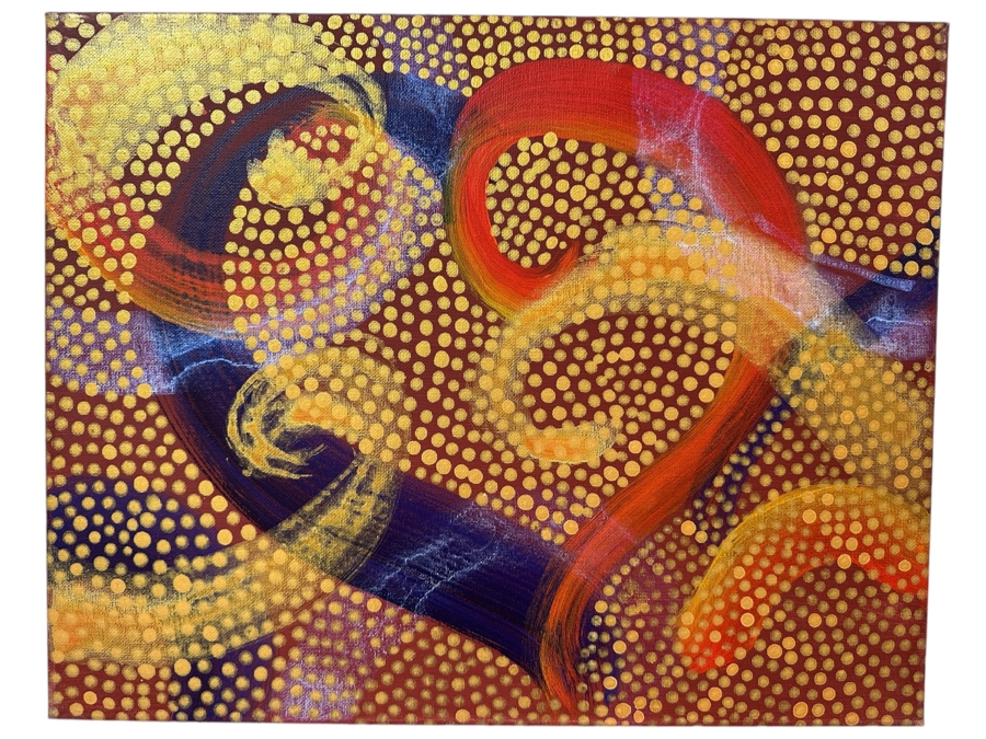 Gerrit Greve (1948-2024, Cardiff by the Sea, CA) Original Acrylic Painting On Canvas Titled 'I Can Heart 1' 2014 Signed Verso 20 X 16 Estimate $300 - $400