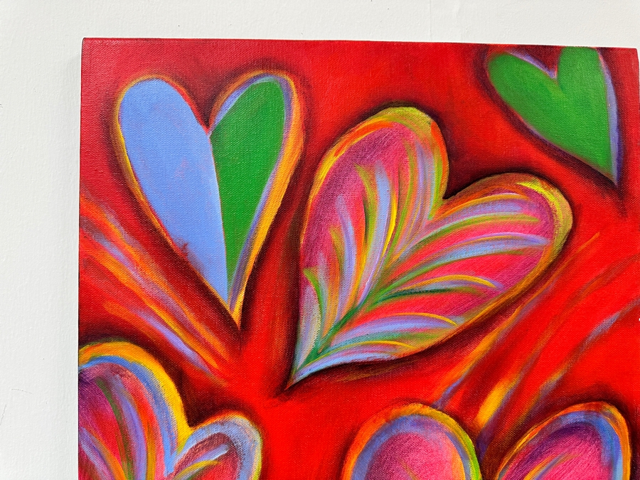 Gerrit Greve (1948-2024, Cardiff by the Sea, CA) Original Acrylic Painting On Canvas Titled 'G Hearts 32' 2016 Signed Verso 16 X 20 Estimate $300 - $400 [Photo 4]