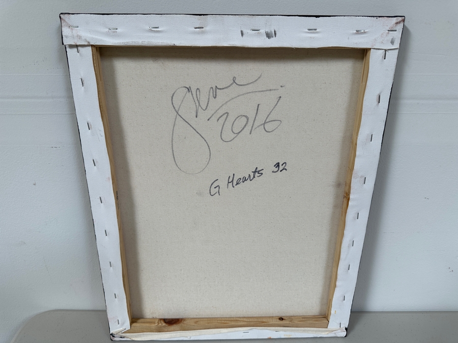 Gerrit Greve (1948-2024, Cardiff by the Sea, CA) Original Acrylic Painting On Canvas Titled 'G Hearts 32' 2016 Signed Verso 16 X 20 Estimate $300 - $400 [Photo 5]