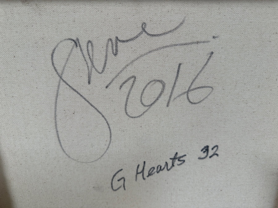 Gerrit Greve (1948-2024, Cardiff by the Sea, CA) Original Acrylic Painting On Canvas Titled 'G Hearts 32' 2016 Signed Verso 16 X 20 Estimate $300 - $400 [Photo 6]