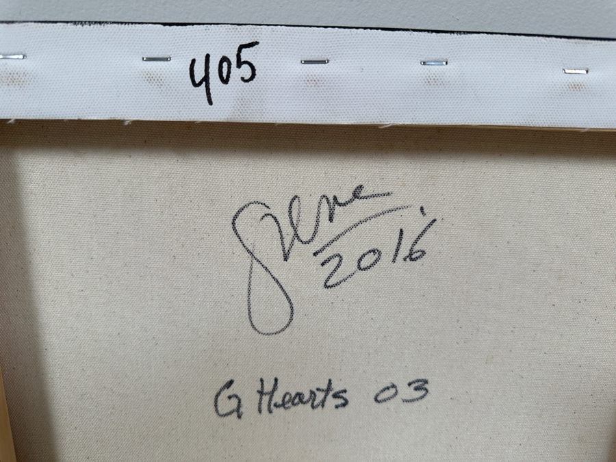 Gerrit Greve (1948-2024, Cardiff by the Sea, CA) Original Acrylic Painting On Canvas Titled 'G Hearts 03' 2016 Signed Verso 16 X 20 Estimate $300 - $400 [Photo 6]