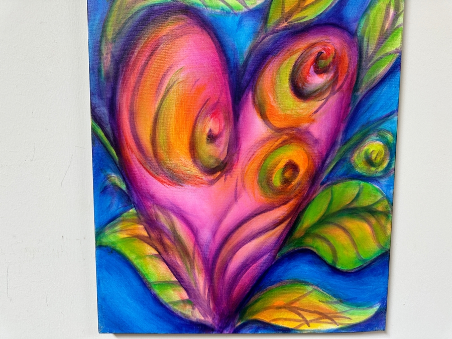 Gerrit Greve (1948-2024, Cardiff by the Sea, CA) Original Acrylic Painting On Canvas Titled 'G Hearts 03' 2016 Signed Verso 16 X 20 Estimate $300 - $400 [Photo 2]