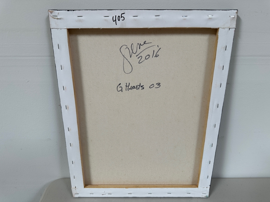 Gerrit Greve (1948-2024, Cardiff by the Sea, CA) Original Acrylic Painting On Canvas Titled 'G Hearts 03' 2016 Signed Verso 16 X 20 Estimate $300 - $400 [Photo 5]