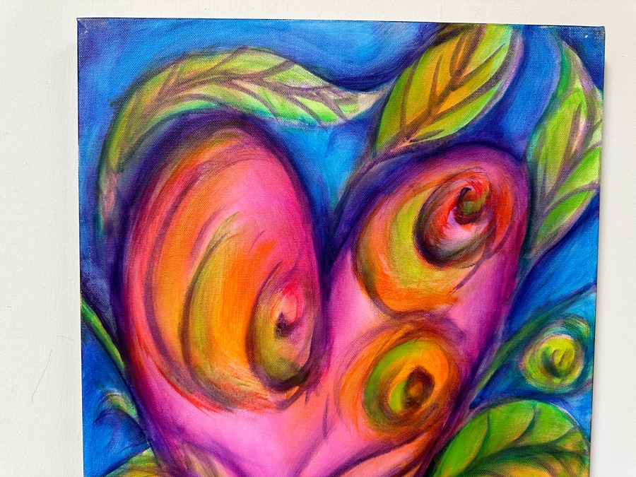 Gerrit Greve (1948-2024, Cardiff by the Sea, CA) Original Acrylic Painting On Canvas Titled 'G Hearts 03' 2016 Signed Verso 16 X 20 Estimate $300 - $400 [Photo 3]