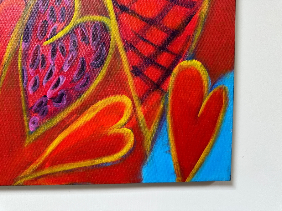 Gerrit Greve (1948-2024, Cardiff by the Sea, CA) Original Acrylic Painting On Canvas Titled 'G Hearts 30' 2016 Signed Verso 16 X 20 Estimate $300 - $400 [Photo 5]