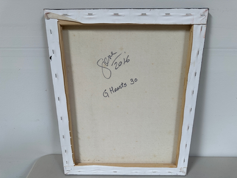Gerrit Greve (1948-2024, Cardiff by the Sea, CA) Original Acrylic Painting On Canvas Titled 'G Hearts 30' 2016 Signed Verso 16 X 20 Estimate $300 - $400 [Photo 6]