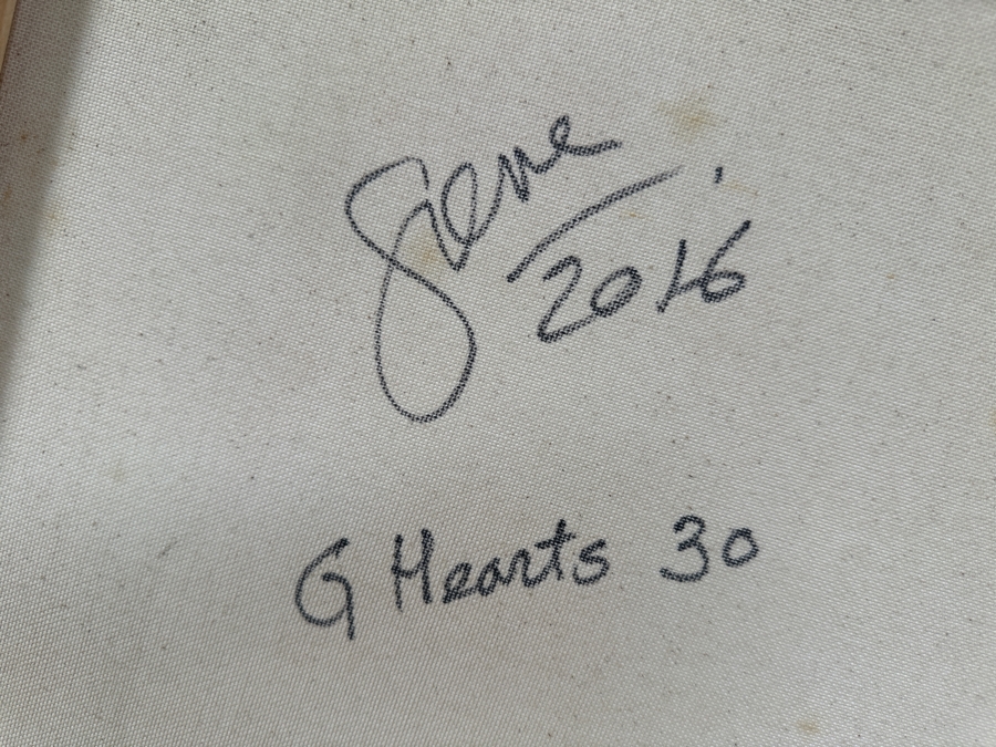 Gerrit Greve (1948-2024, Cardiff by the Sea, CA) Original Acrylic Painting On Canvas Titled 'G Hearts 30' 2016 Signed Verso 16 X 20 Estimate $300 - $400 [Photo 7]