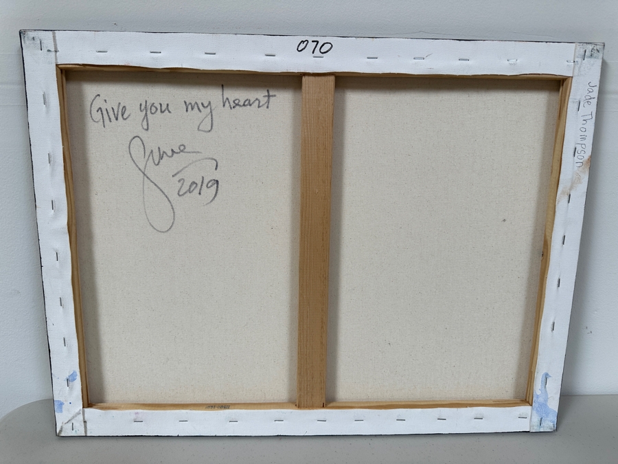 Gerrit Greve (1948-2024, Cardiff by the Sea, CA) Original Acrylic Painting On Canvas Titled 'Give You My Heart' 2019 Signed Verso 24 X 18 Estimate $400 - $500 [Photo 7]