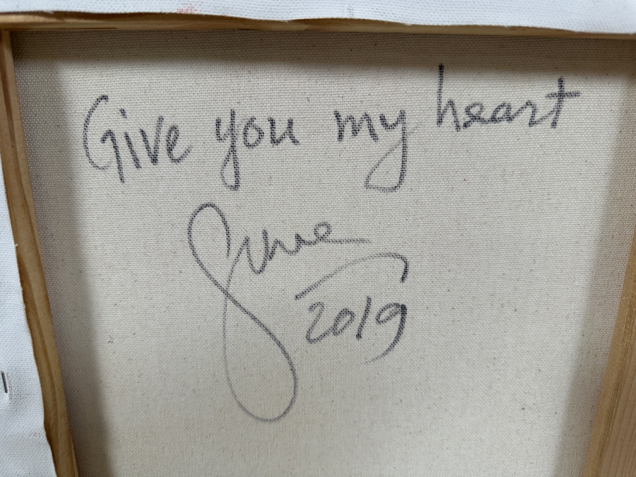 Gerrit Greve (1948-2024, Cardiff by the Sea, CA) Original Acrylic Painting On Canvas Titled 'Give You My Heart' 2019 Signed Verso 24 X 18 Estimate $400 - $500 [Photo 8]