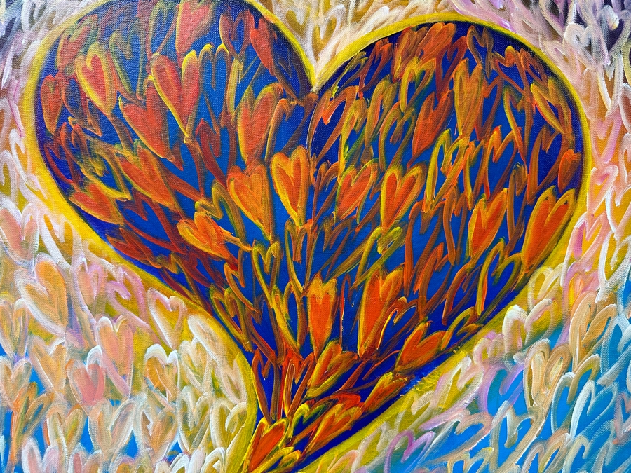 Gerrit Greve (1948-2024, Cardiff by the Sea, CA) Original Acrylic Painting On Canvas Titled 'Give You My Heart' 2019 Signed Verso 24 X 18 Estimate $400 - $500 [Photo 2]