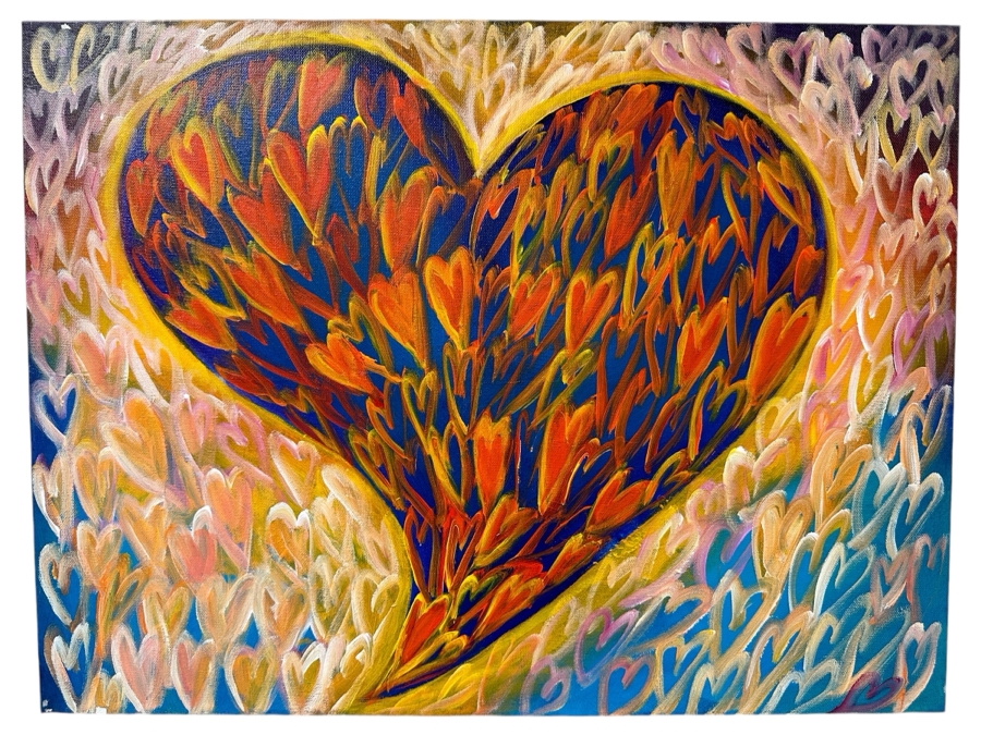 Gerrit Greve (1948-2024, Cardiff by the Sea, CA) Original Acrylic Painting On Canvas Titled 'Give You My Heart' 2019 Signed Verso 24 X 18 Estimate $400 - $500 [Photo 1]